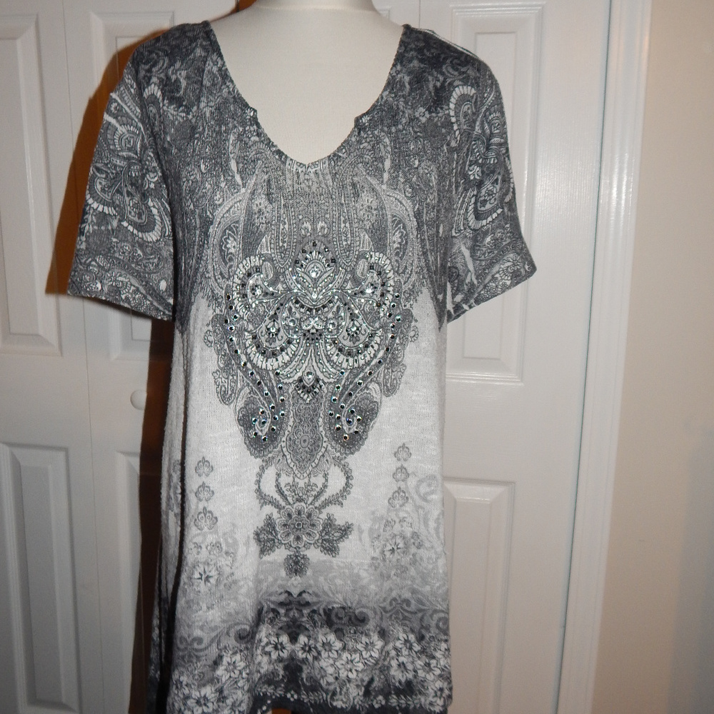 Simply Emma BoHo sweater with rhinestones